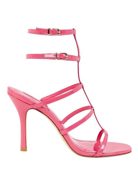 Larroude Serena Patent Leather Strappy Sandals In Pink Lyst