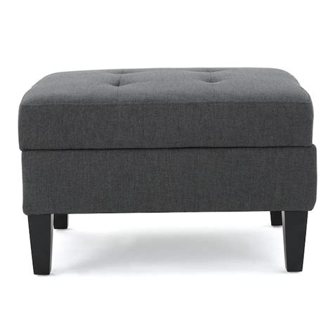 Noble House Zahra Dark Gray Fabric Storage Ottoman 11285 - The Home Depot