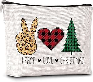 Amazon AWSICE Christmas Makeup Bag Peace Love Christmas Cosmetic