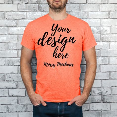 Heather Orange Gildan 64000 Mockup Gildan Heather Orange Shirt Mockup