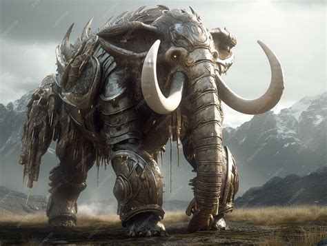 Premium AI Image | A fantasy art of a giant elephant with a mountain in
