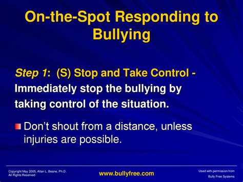 The Bully Free Program On The Spot Responding To Bullying Ppt Download