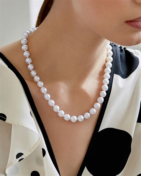 9 5 10mm Japanese Akoya White Pearl Necklace Aa Quality