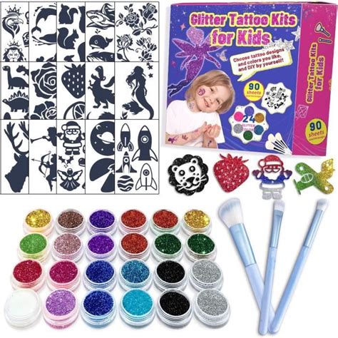 Kit De Tatouage Temporaire Paillettes Pour Enfants Maquillage Faux