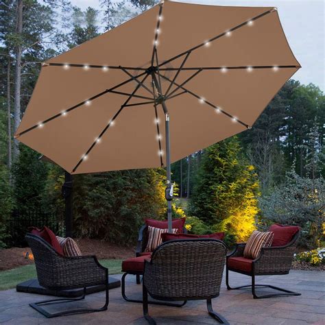 SUPER DEAL 10FT Solar LED Lighted Patio Umbrella Outdoor Market Table ...