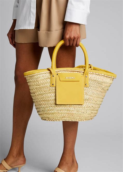 Jacquemus Le Panier Soleil Basket Tote Bag Yellow Bergdorf Goodman