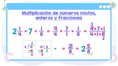 Multiplicación de números mixtos enteros y fracciones Matemóvil