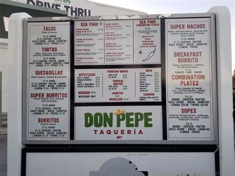 Menu at Don Pepe Taquería pub & bar, Fresno, E Kings Canyon Rd