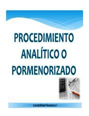 Procedimiento analítico o pormenorizado pdf Contabilidad Financiera I