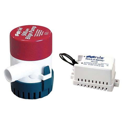 Rule Pumps 25 40A 500 GPH Bilge Pump With Rule A Matic Plus Float