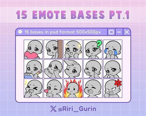 15x Diy Psd Chibi Emote Bases Packset Twitch Youtube Discord