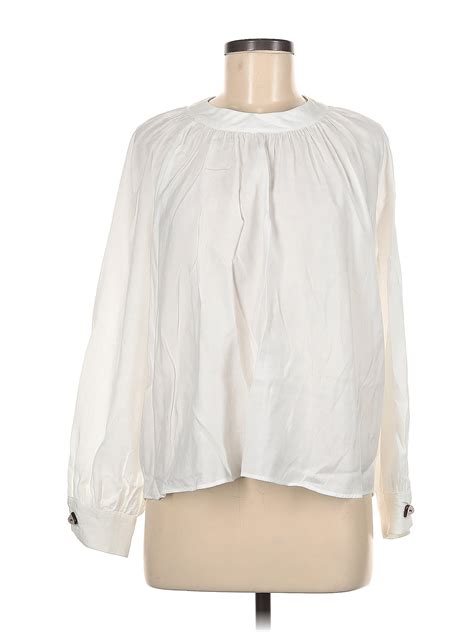 Zara Solid White Ivory Long Sleeve Blouse Size M 50 Off ThredUp