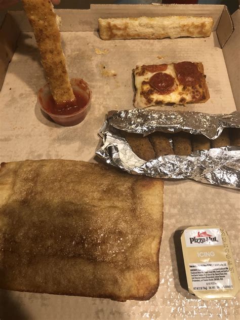 Pan pizza, cinnamon sticks, cheese sticks, and breadsticks. : r/pizzahut