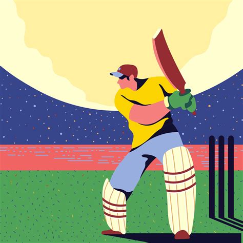 Batsman Cricket Player In Action 364812 Vector Art at Vecteezy