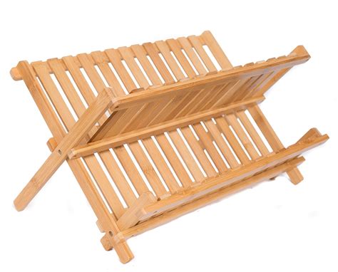 Buy Collapsible Bamboo Drying Dish Rack Tier Level Folding Dish