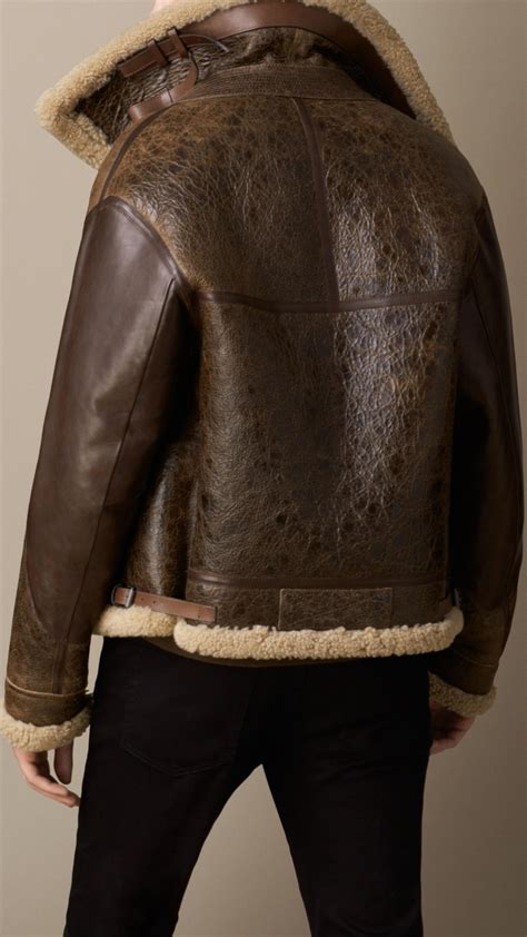 Burberry Shearling Aviator Jacket In Brown For Men Lyst