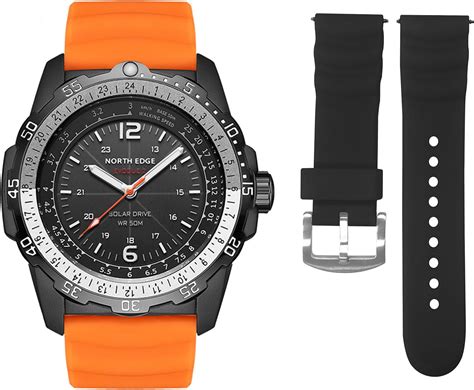 NORTH EDGE Montre pour homme avec bracelet en silicone à énergie