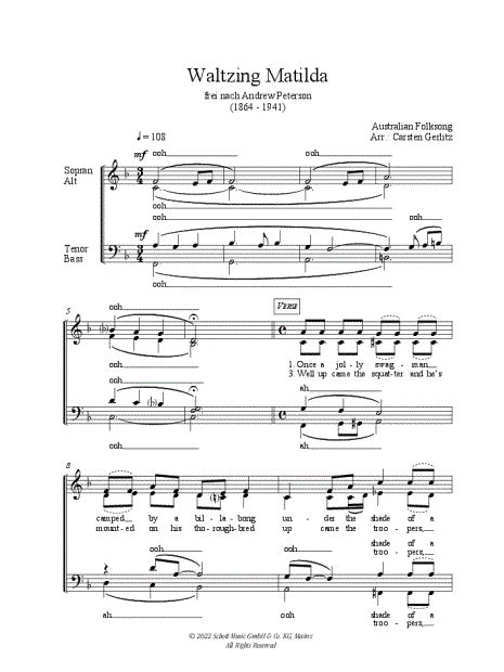 Carsten Gerlitz Waltzing Matilda Sheet Music In F Major Download And Print Sku Mn0266193