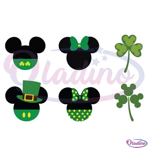 Disney St Patricks Day Mickey Mouse Irish Clover Svg Digital File