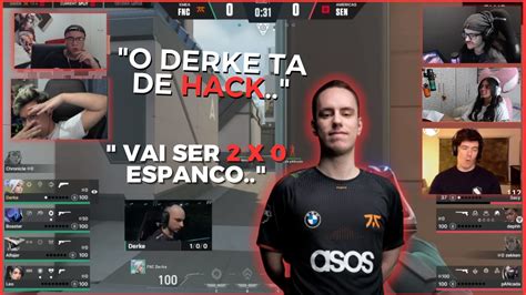 STREAMERS REAGINDO AO AMASSO DO DERKE DA FNATIC PRA CIMA DA SENTINELS