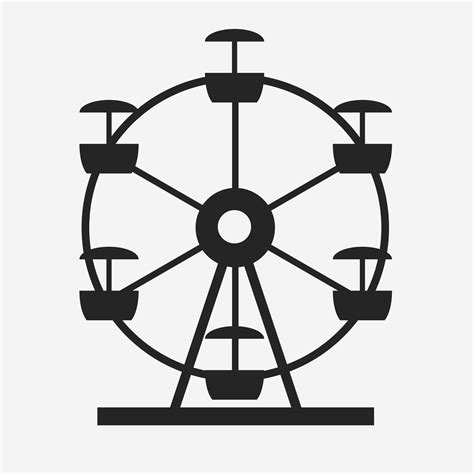 Ferris Wheel Icon Silhouette Entertainment Round Attraction Vector