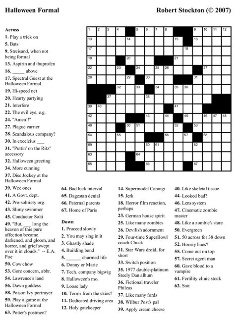 Free Printable Crossword Puzzles With Solutions