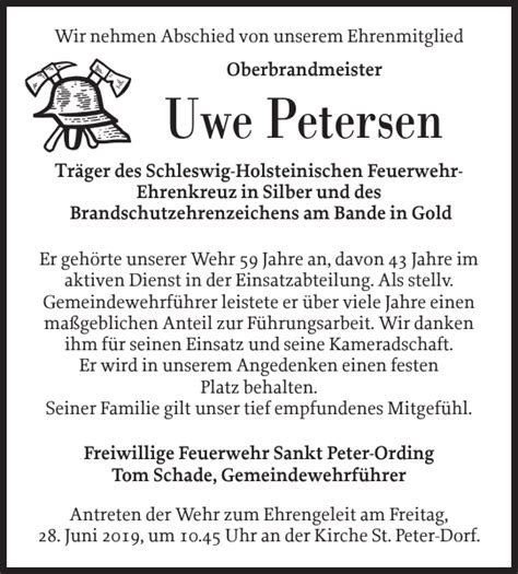 Uwe Petersen Gedenken Husumer Nachrichten