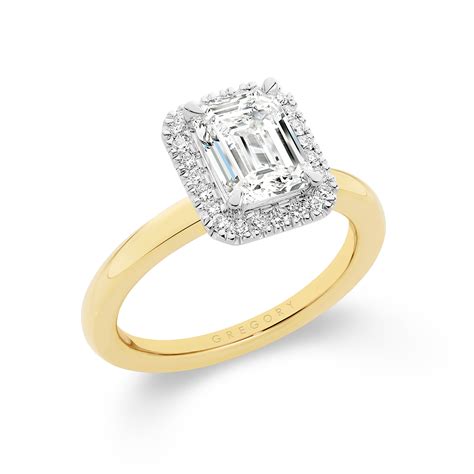 Emerald Cut Halo Diamond Engagement Ring