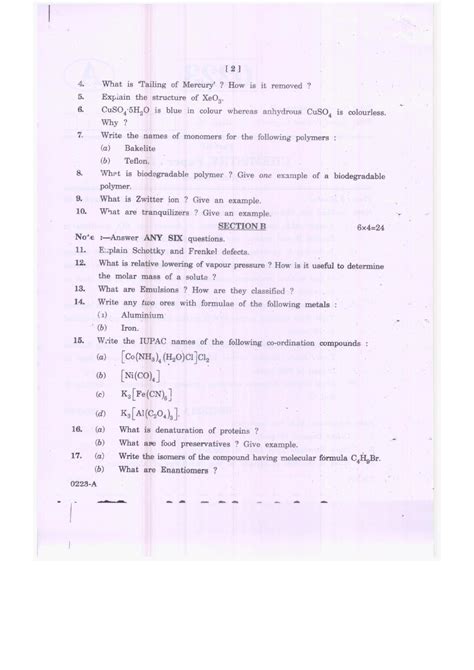 Ts Inter 2nd Year Chemistry Model Paper Indcareer Schools