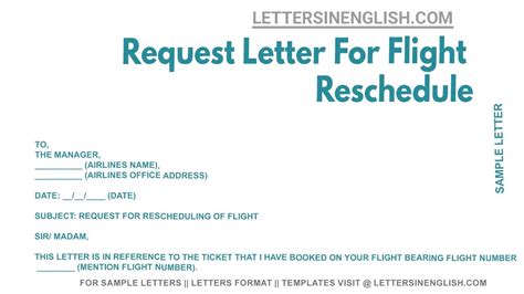 Request Letter For Flight Reschedule Sample Letter Requesting For