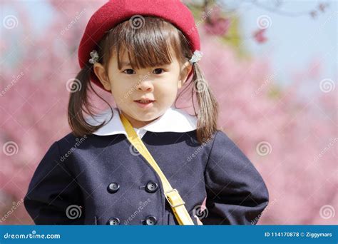 Japanese Girl in Kindergarten Uniform Stock Photo - Image of child, sunny: 114170878