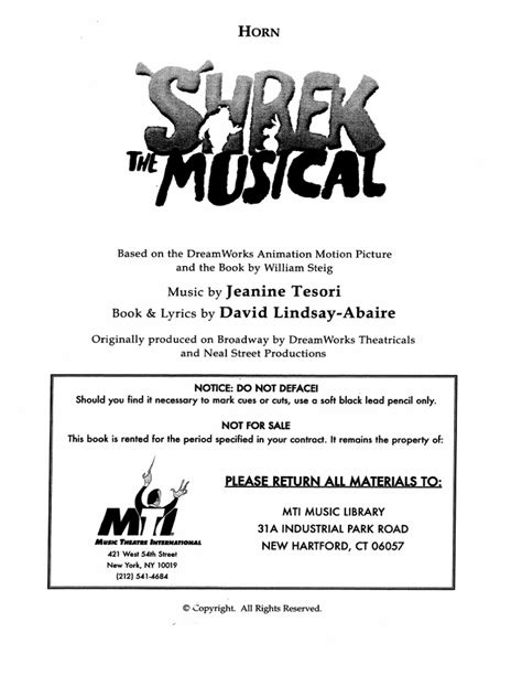 Shrek The Musical Horn Pdf
