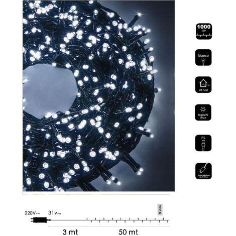 Catena Di Luci Natale Led Serie Luminosa Natalizie Per Esterno