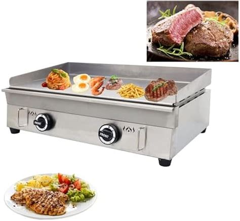 TECHTONGDA LPG Gas Countertop Flat Top Griddle Commercial Stainless Steel Griddle Grill Hot