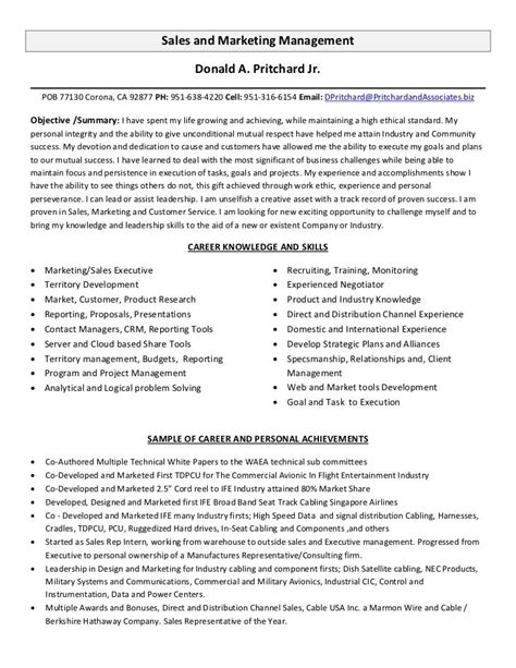 Sample Resume For Sales And Marketing Manager 4 Sales Marketing Resume