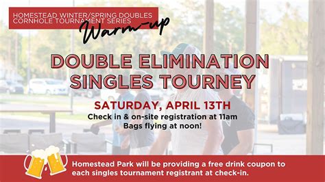 Double Elimination Singles Cornhole Tournament Homestead Park