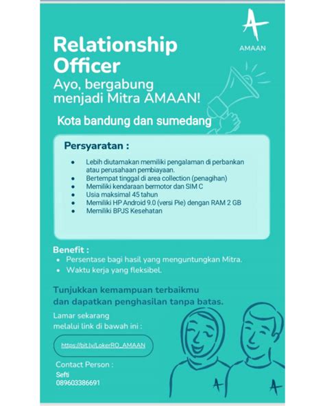 Lowongan Kerja Relationship Officer Di PT Amaan Indonesia Sejahtera