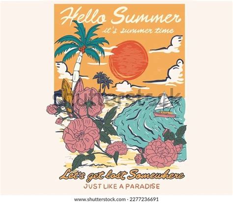 Summer Beach Vibes Graphic Print Design Stock Vector Royalty Free