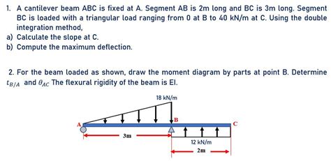 Solved A Cantilever Beam Abc Is Fixed At A Segment Ab Is Chegg