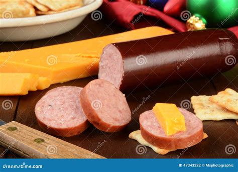 Summer sausage and cheese stock photo. Image of ornaments - 47343222