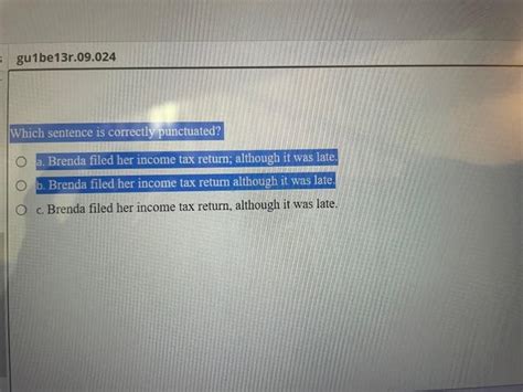 Which Sentence Is Correctly Punctuated A Many Chegg