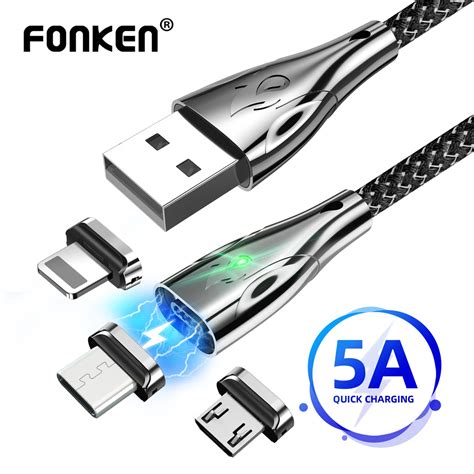 Fonken Cabo Usb Tipo C Magn Tico 5a Carregamento Super R Pido Micro Usb