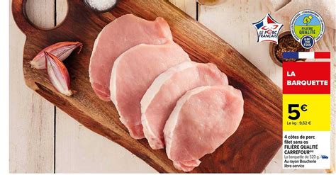 Promo 4 Côtes De Porc Filet Sans Os Filière Qualité Carrefour chez