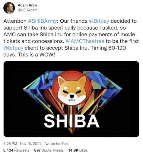 AMC CEO Says Bitpay Will Support Shiba Inu AMC Set To Accept SHIB