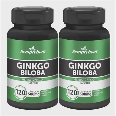 Kit 2 Ginkgo Biloba 120 Caps Bai Guo Tontura Labirintite Submarino