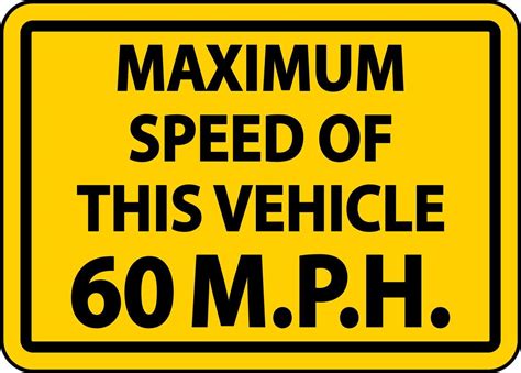 Maximum Speed 60 MPH Label Sign On White Background 7049606 Vector Art ...