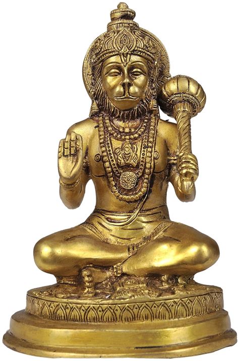 Buy Idol Collections Brass Lord Hanuman Statue In Golden Finish Height