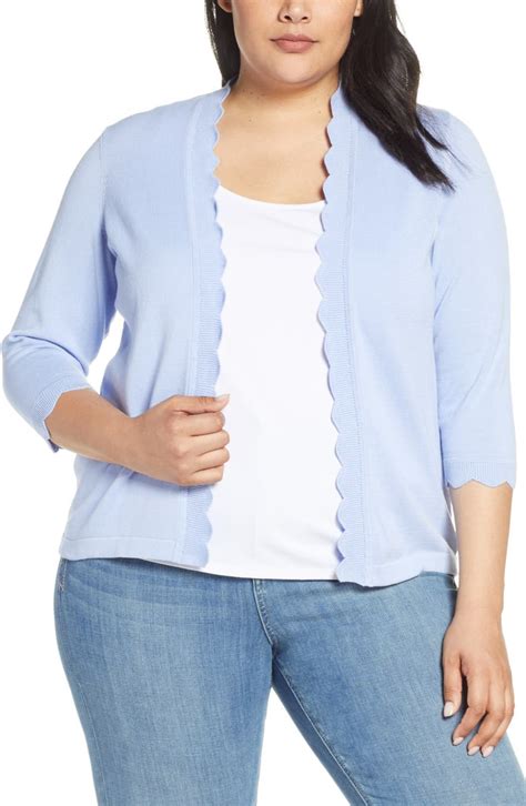 Cece Open Front Scalloped Cardigan Plus Size Nordstrom