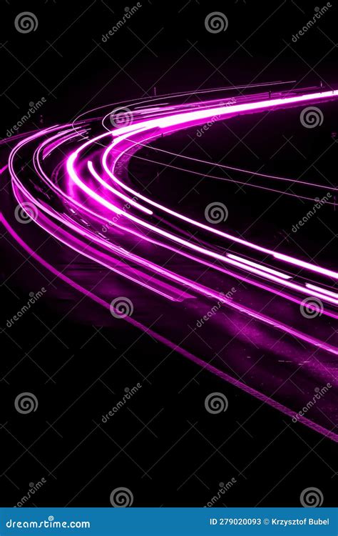 Violet Lines of Car Lights on Black Background Stock Image - Image of blurred, lane: 279020093