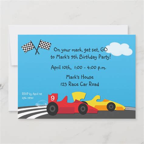 Race Car Track Birthday Invitation Zazzle